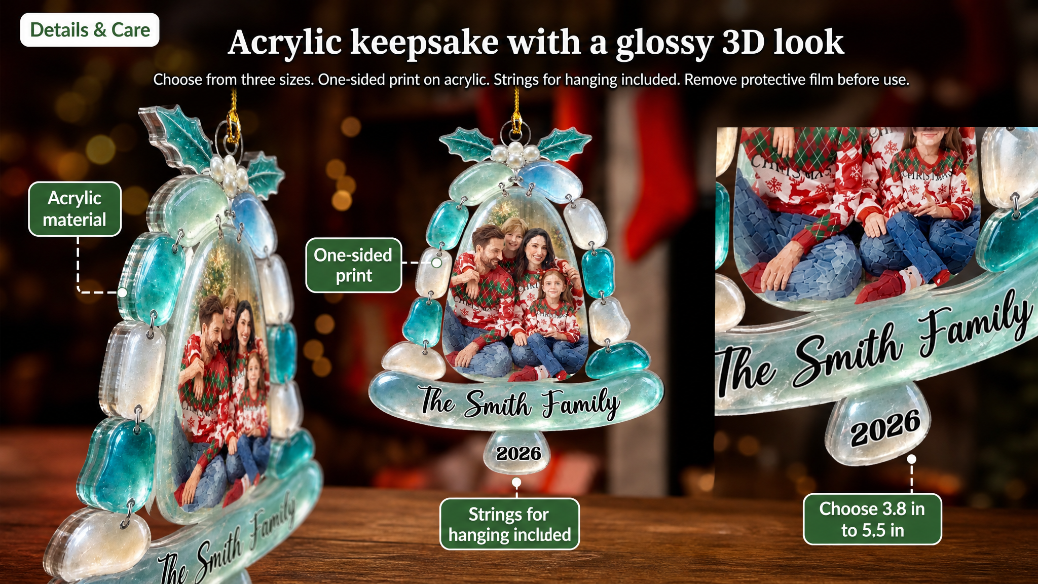 Acrylic keepsake with a glossy 3D look