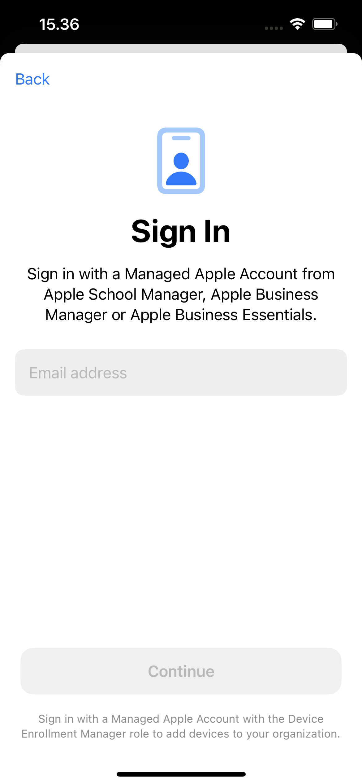 登录 Vouch Apple Business Manager 账户
