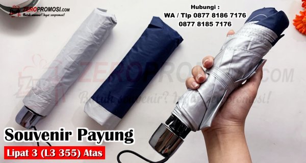 Souvenir Promosi Payung Lipat 3 Atas Lapis Silver Kode L3 355 Custom Logo.jpg