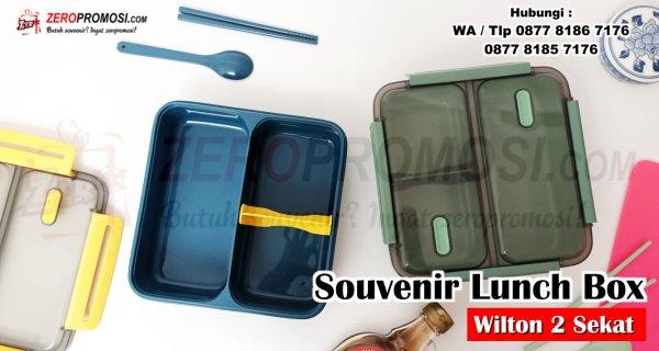 Jual Kotak Makan Bekal Wilton 2 Sekat Promosi Custom Logo.jpg