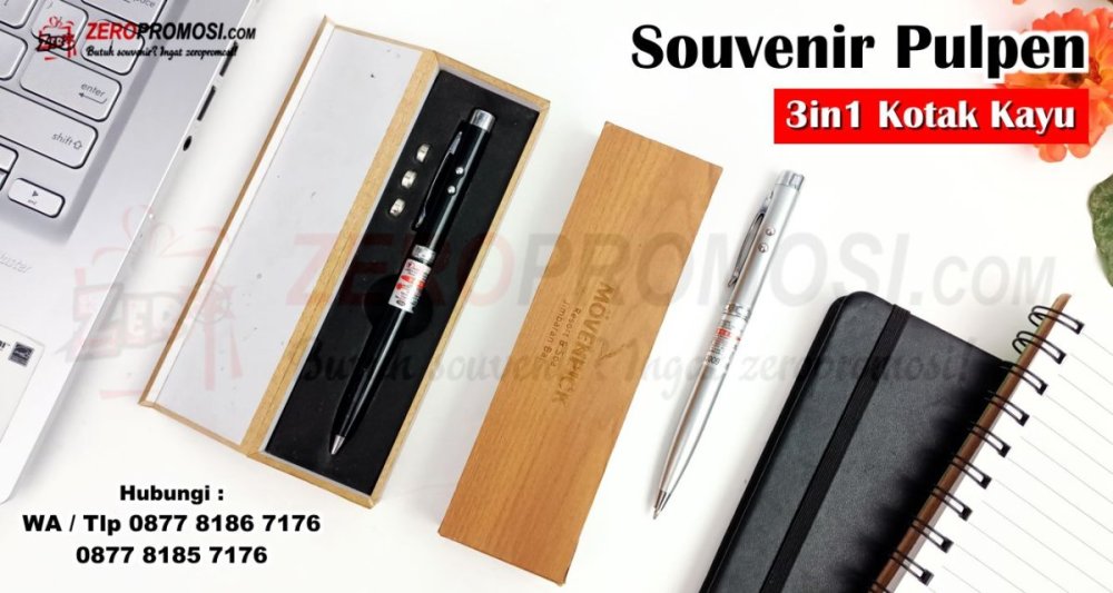 Promosi Souvenir Mewah Pen 3IN1 Laser Pointer Gift Box Kayu Cetak Logo.jpg