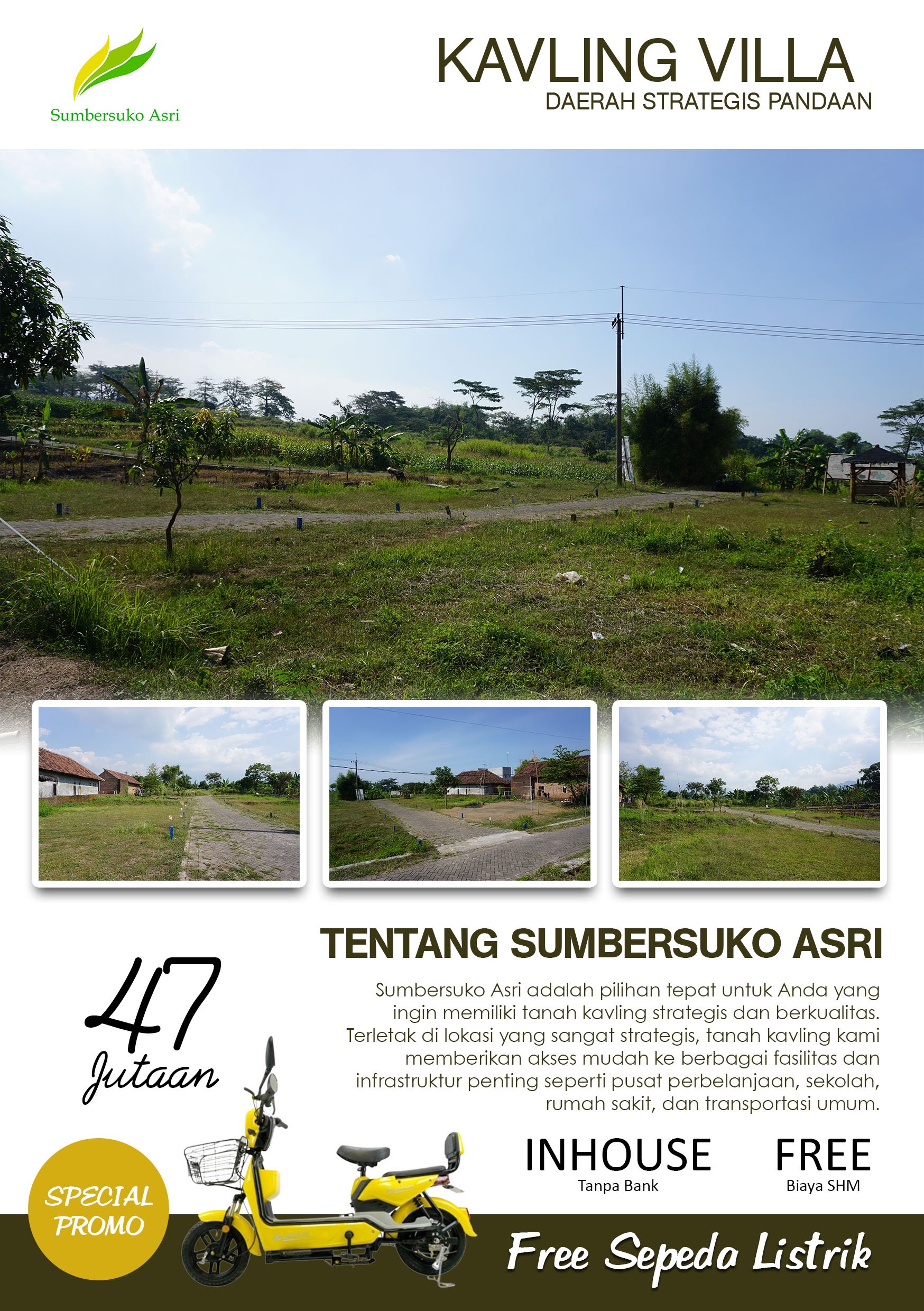 Tanah Kavling Villa Sumbersuko Asri: Kesenangan Alam, Bonus Sepeda Listrik Gratis