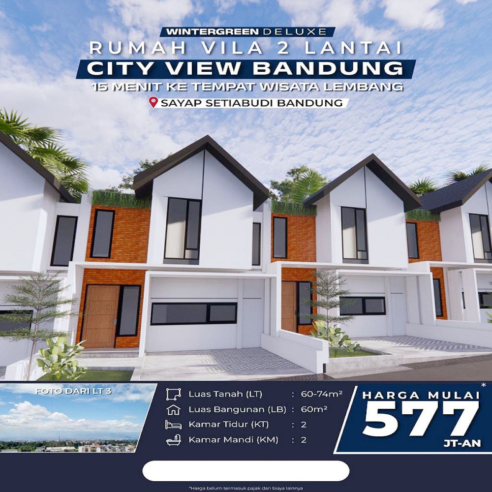 Rumah Villa 2 Lantai di Wangunsari Lembang Bandung View Pegunungan dan City View Kota Bandung Dekat Hotel GH Universal Bandung