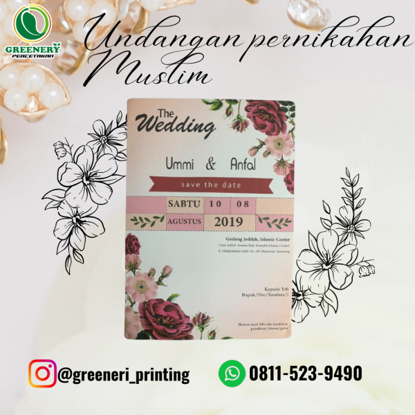 Greenery Cetak Undangan Nikah Muslim di Sukamara WA 0811 5239 490