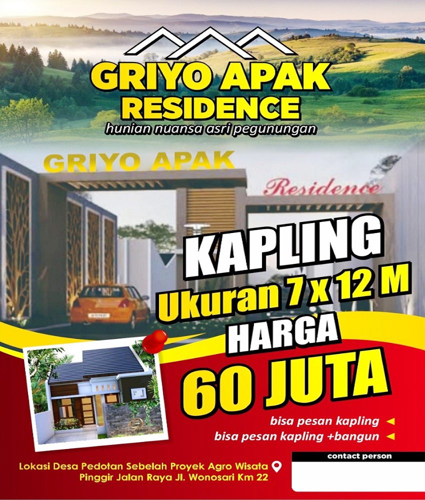 Dijual Rumah Baru di Gunung Kidul Yogyakarta Dekat Tempat Wisata HeHa Sky View, Bukit Bintang, Wisata Gunung Api Purba, Taman Bunga Amarilis