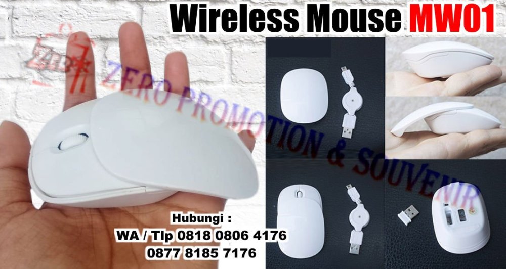 Jual Wireless Mouse MW01 - Wireless Mouse Glossy White Sliding.jpg