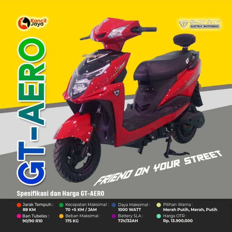 GT AERO memiliki 6 varian warna dengan maksimal kecepatan 70 ± 5 KmJam dan maksimal jarak tempuh 88 Km.jpeg