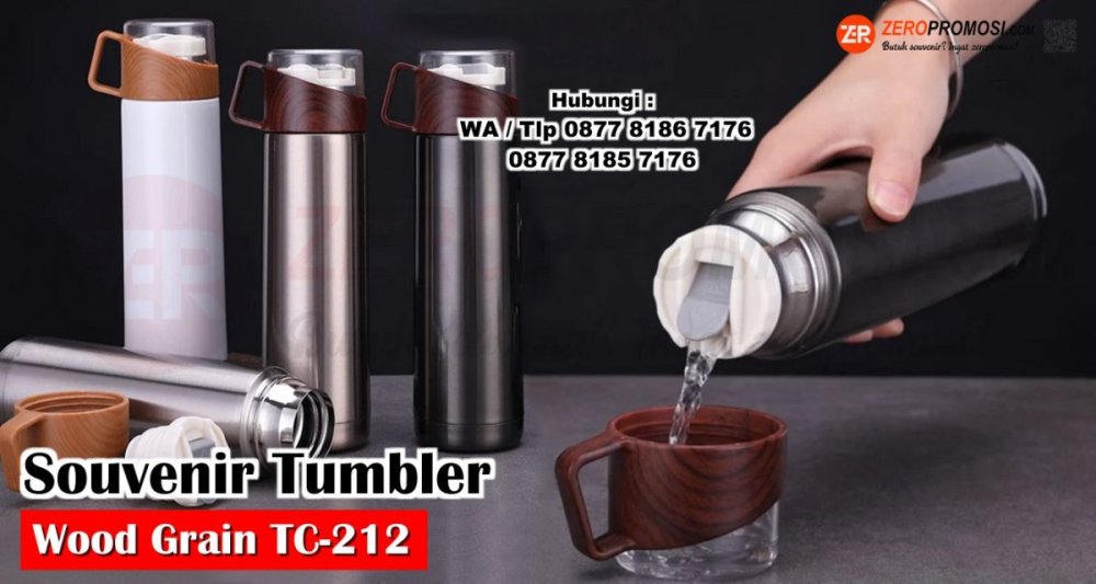 Souvenir Vacuum Flask Tumbler Stainless Wood Grain TC-212 Custom Logo.jpg