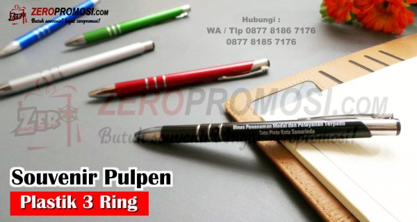 Souvenir Pulpen Plastik Pen 3 Ring Custom Promosi.jpg