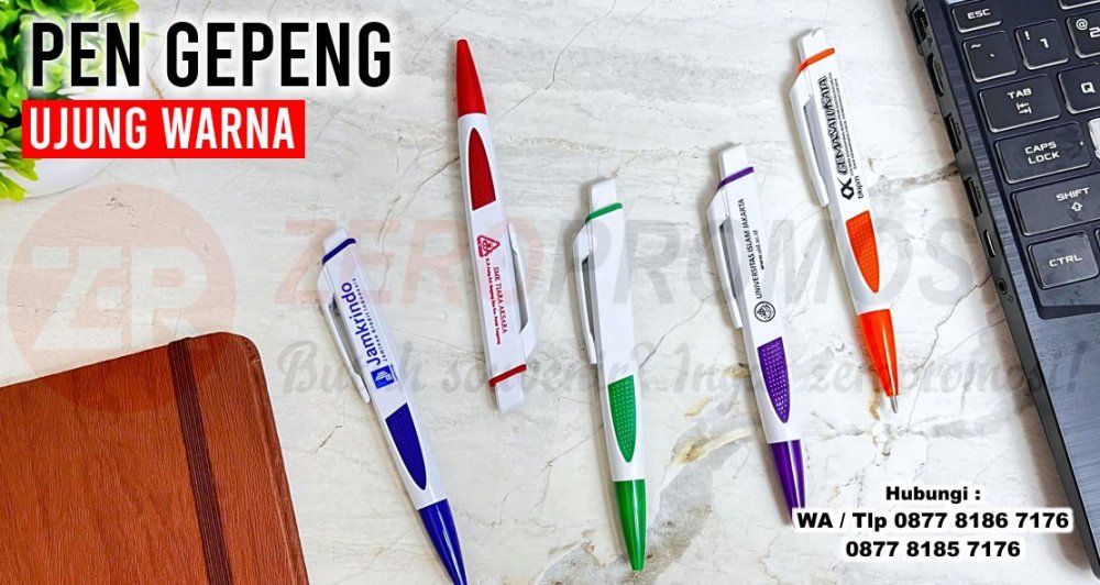 Jual Souvenir Pulpen Plastik Unik Pen Gepeng Ujung Warna 1.jpg