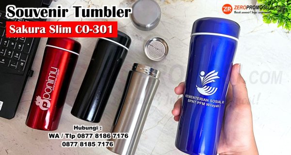 Souvenir Tumbler Stainless Steel Sakura Slim CO-301 Cetak Logo.jpg