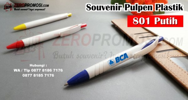 Souvenir Promosi Pulpen Plastik kode 801 Putih – Pulpen Termurah.jpg