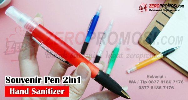Souvenir Pulpen 2in1 Hand Sanitizer Spray Promosi – Pulpen Plastik Unik.jpg