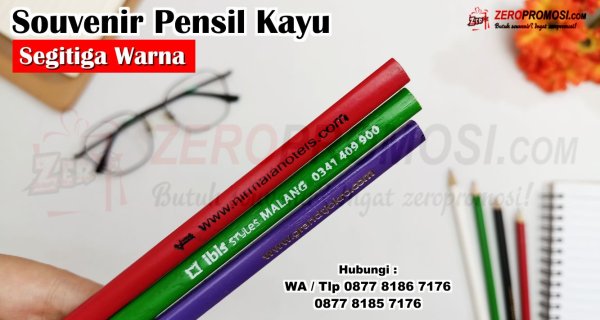Souvenir Pensil Kayu Segitiga Warna Custom Logo Untuk Hotel dan Promosi.jpg