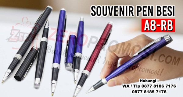 Souvenir pen besi promosi model pulpen A8-RB.jpg