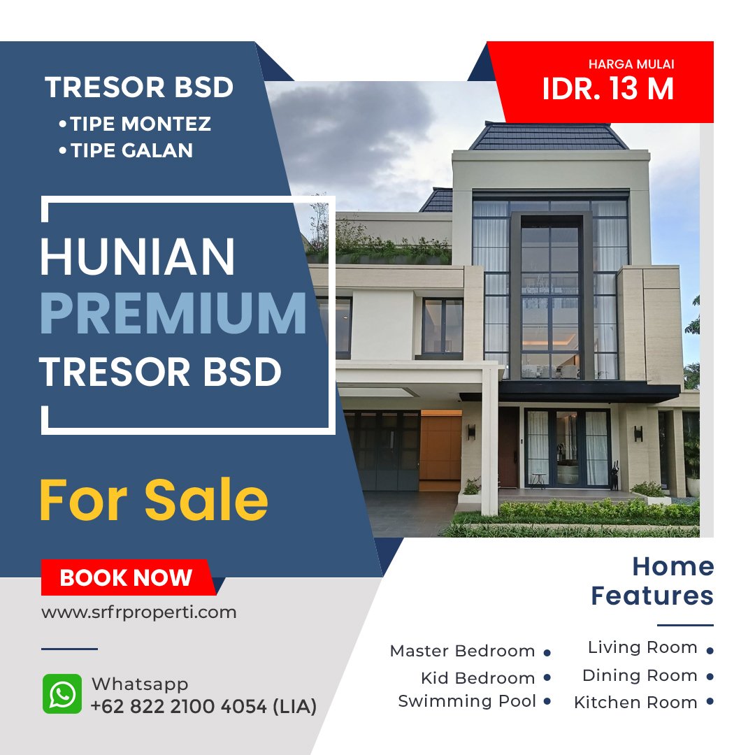 Rumah Mewah 3 Lantai di BSD City, Dekat AEON Mall! (TRESOR TIPE GALLANT)