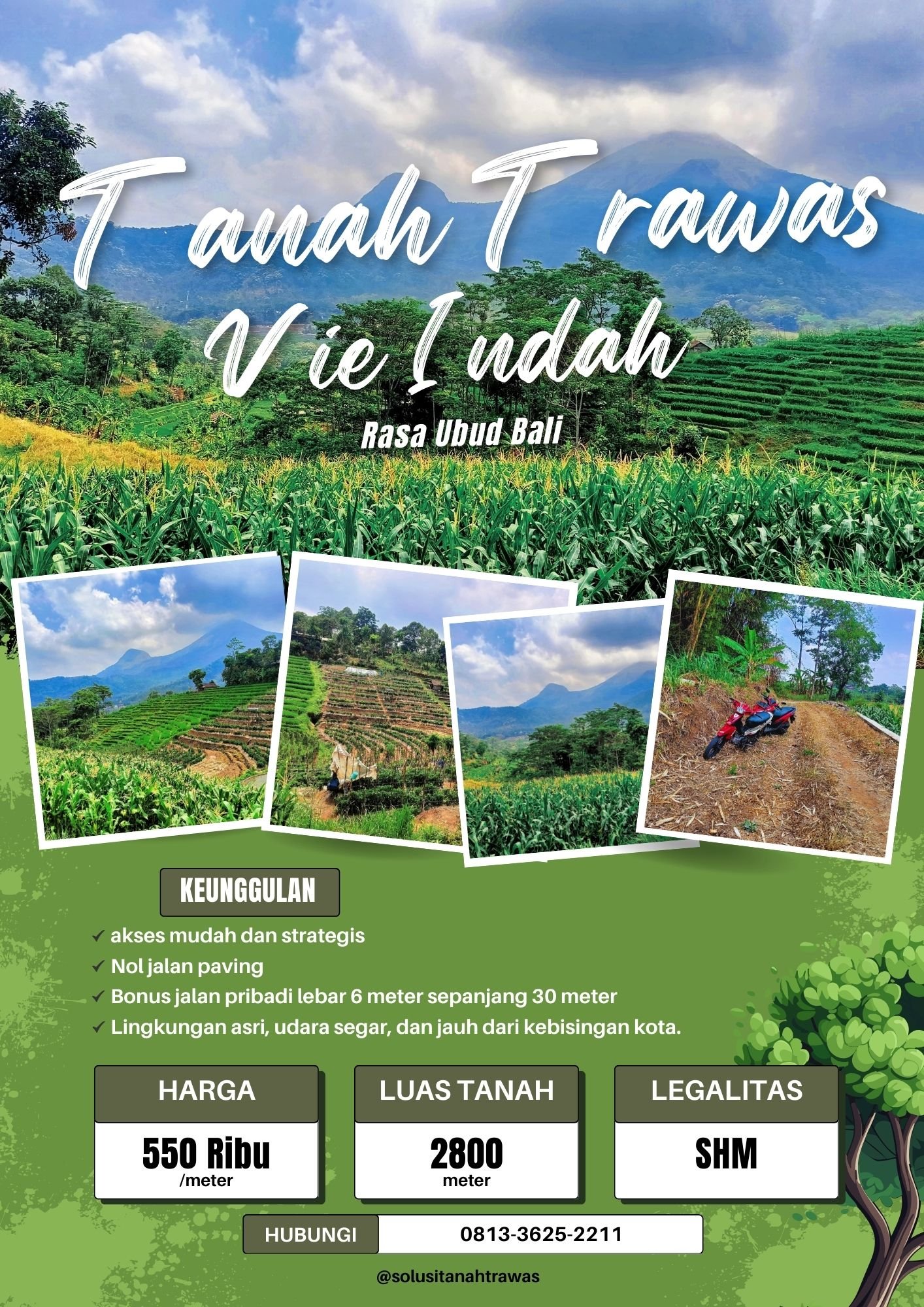 Tanah di Trawas Serasa di Ubud Bali, Harga 550 ribu/meter