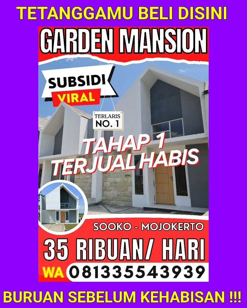 Perumahan Mojokerto Terlaris Viral Garden Mansion Dekat Alun-Alun Mojokerto, Transmart Mojokerto, RSUD R.A. Basoeni