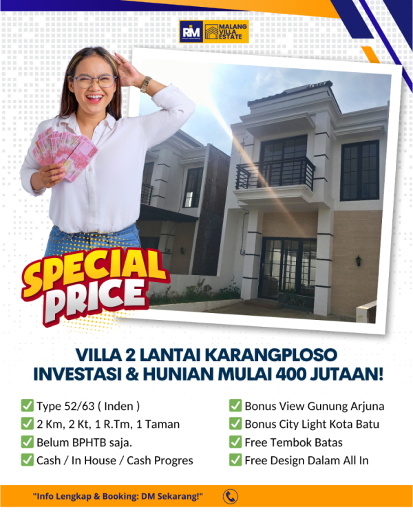Villa 2 Lantai Malang View Arjuna Bonus AC All In di Kota Batu, WA 0812-5229-7830