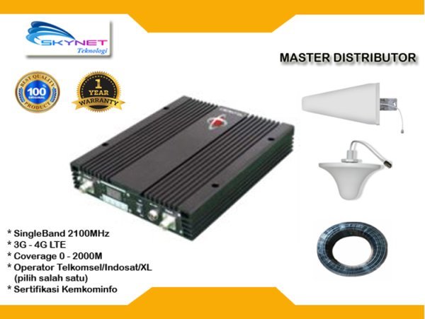 Alat Penguat Sinyal Singleband 2100MHz 3G-4G LTE Berizin Kominfo