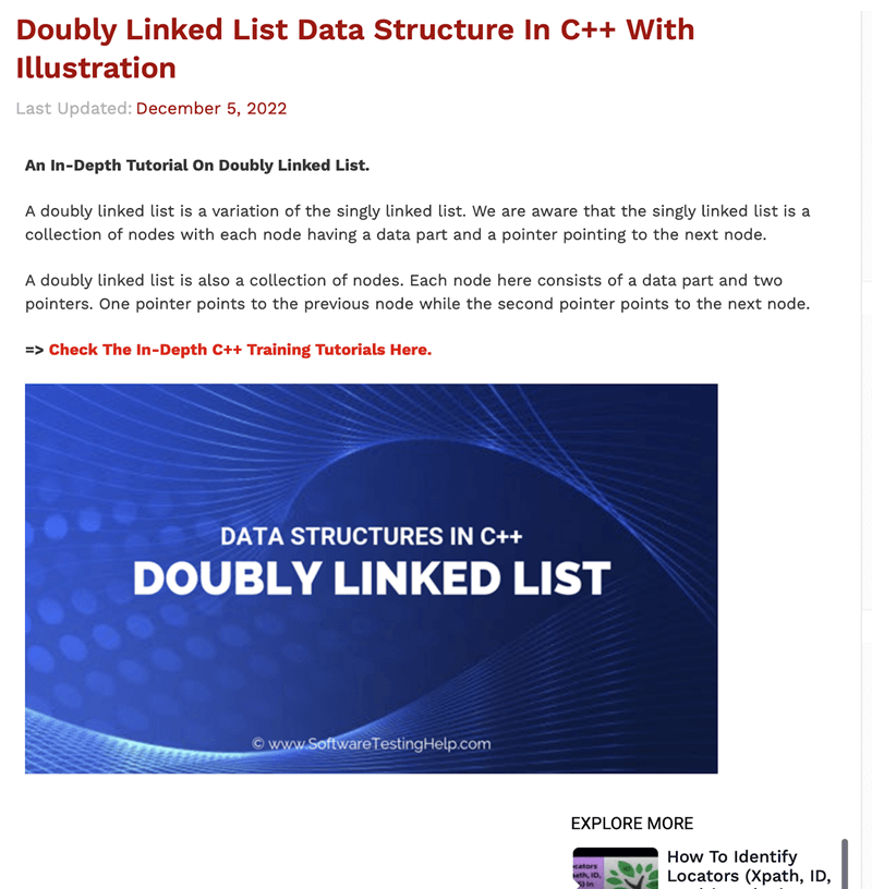 Kết quả truy vấn về Double linked list trên Google