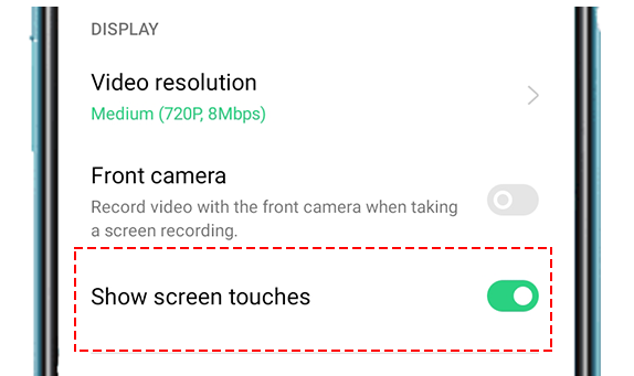 OPPO Screen Record Show Screen Touches