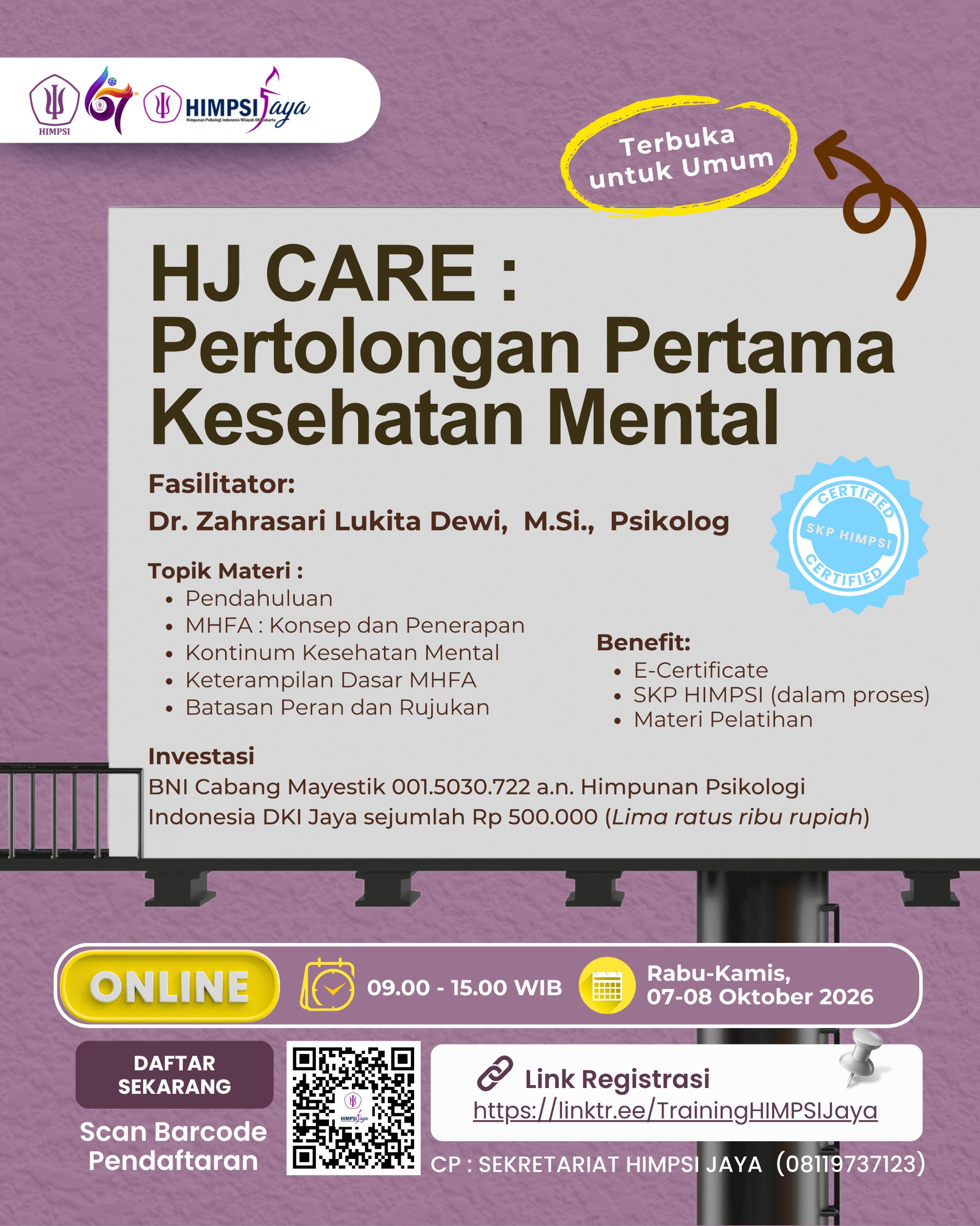 HIMPSI JAYA CARE: Pertolongan Pertama Kesehatan Mental