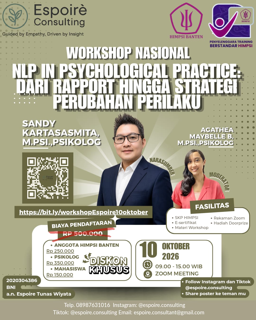 WORKSHOP ONLINE : NLP IN PSYCHOLOGICAL PRACTICE: DARI RAPPORT HINGGA STRATEGI PERUBAHAN PERILAKU