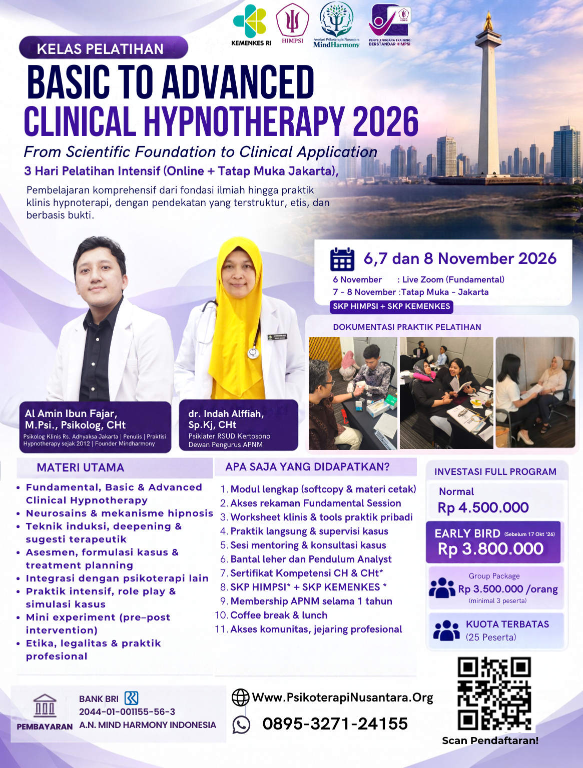 Kelas Hipnoterapi - Pelatihan Basic To Advanced Clinical Hypnotherapy November Jakarta