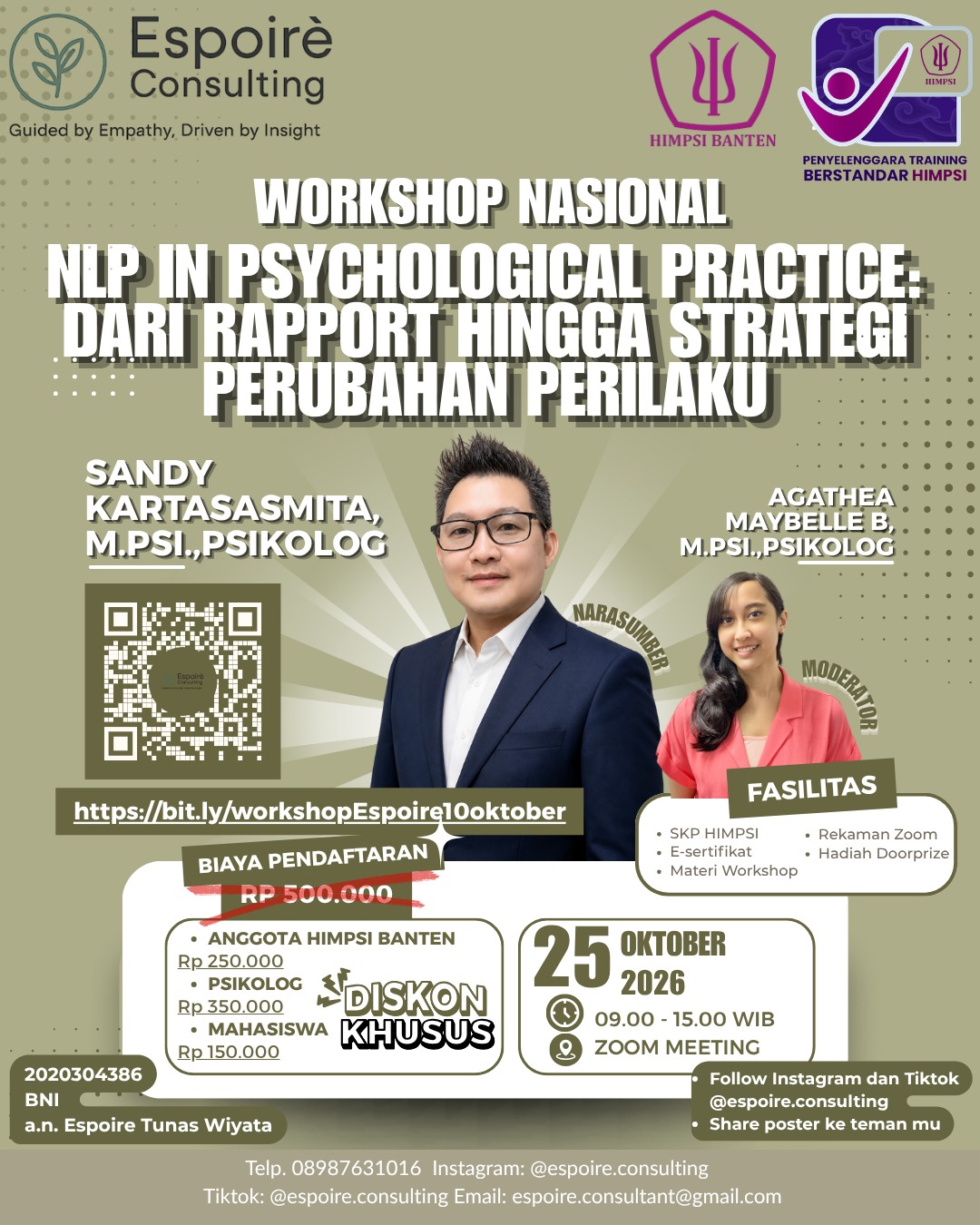 WORKSHOP ONLINE : NLP IN PSYCHOLOGICAL PRACTICE: DARI RAPPORT HINGGA STRATEGI PERUBAHAN PERILAKU