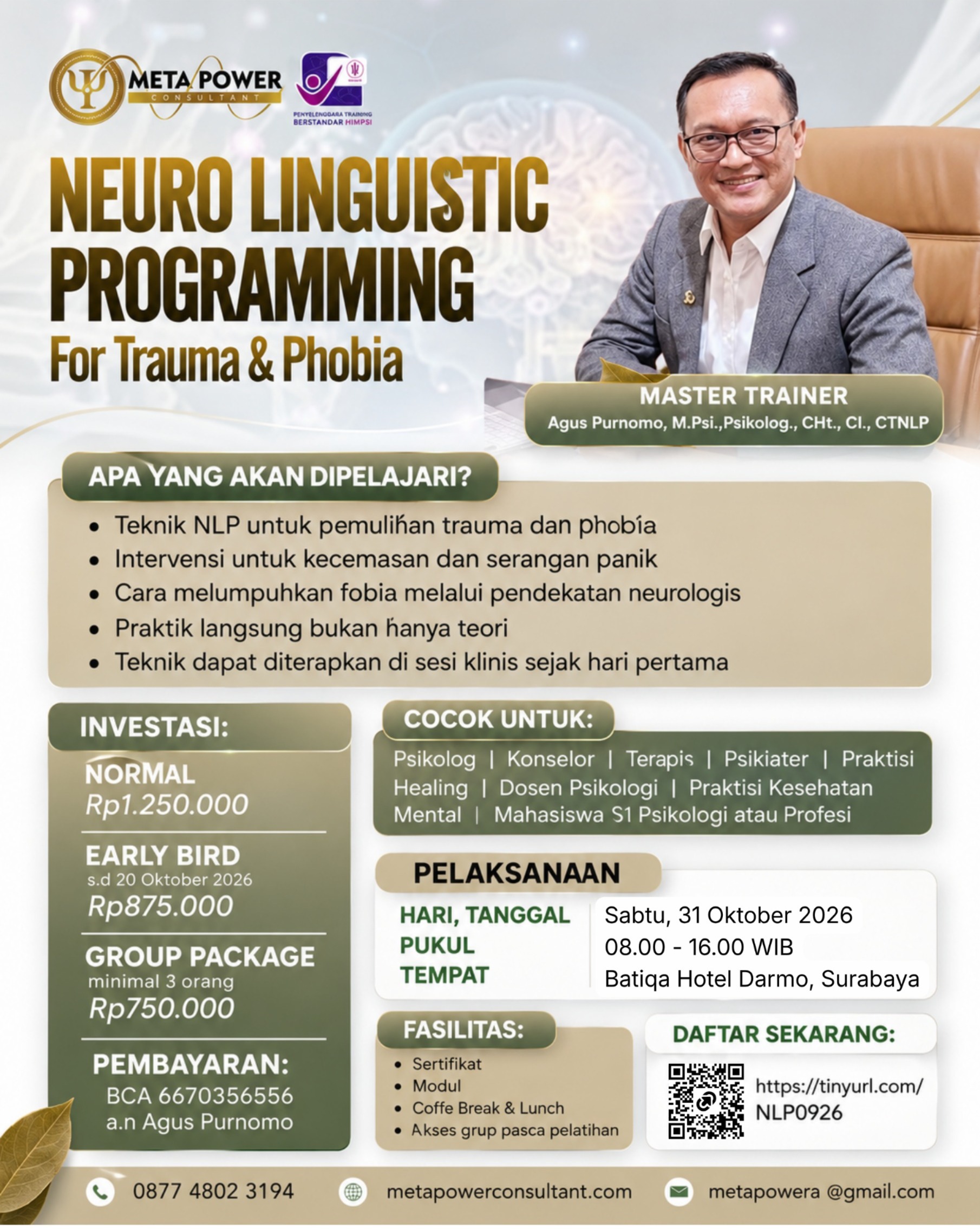 NEURO LINGUISTIC PROGRAMMING FOR TRAUMA & PHOBIA