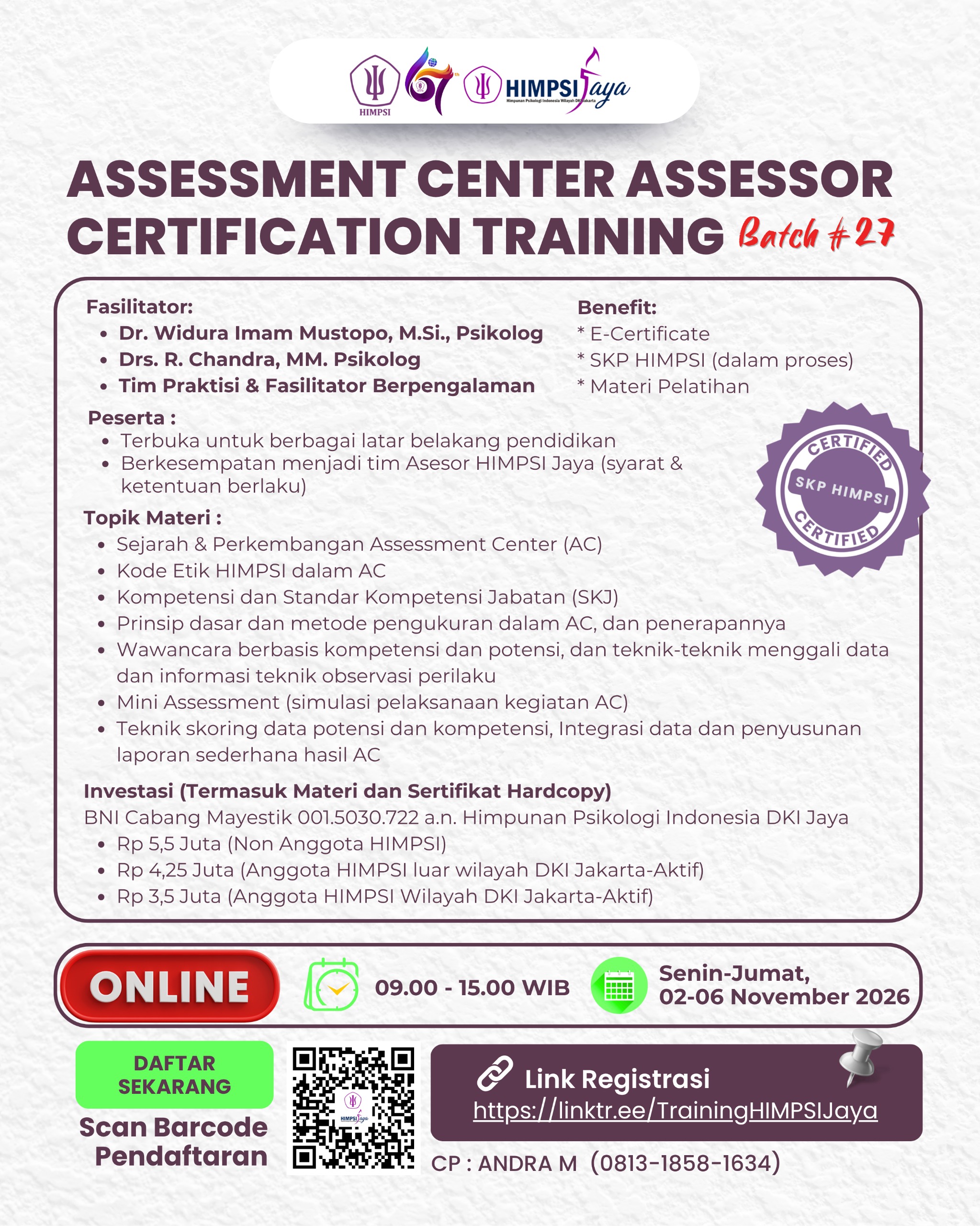 Assessment Center Assessor Certification Training – Batch #27