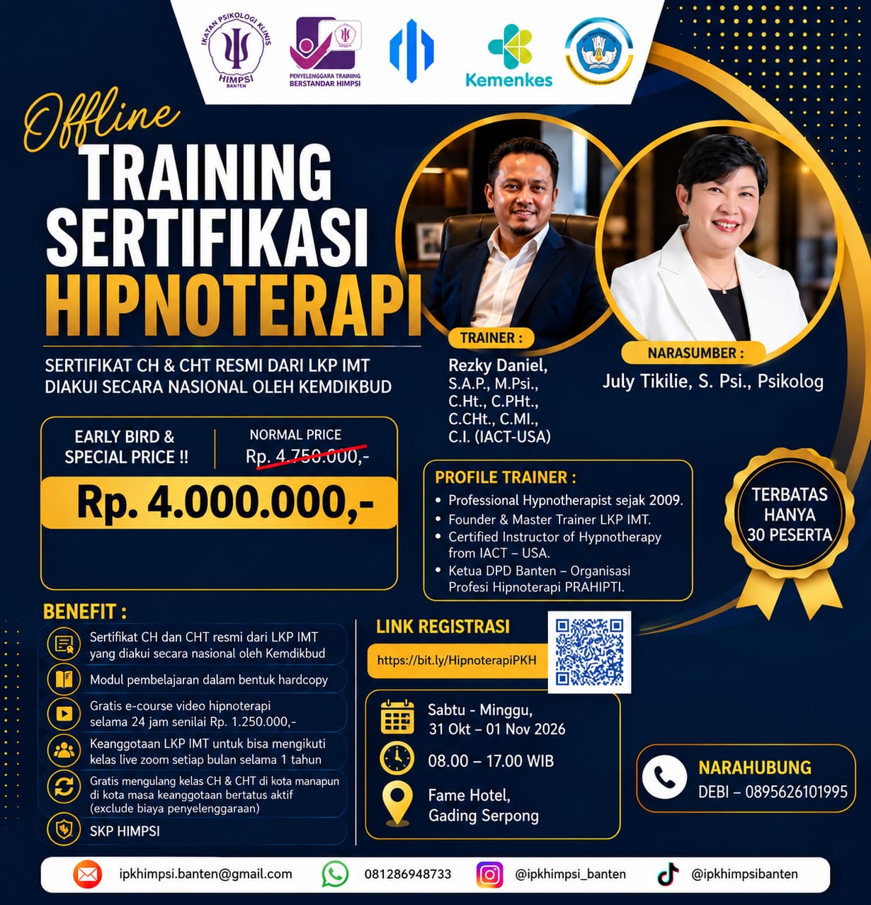 Training Sertifikasi Hipnoterapi