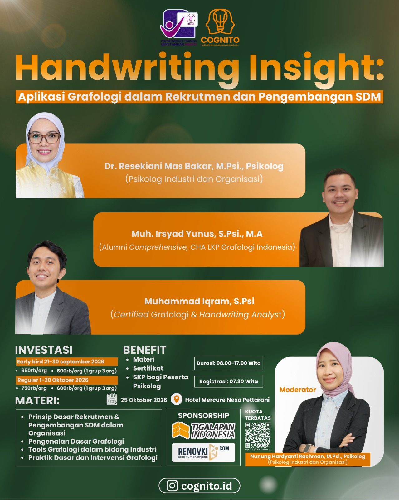 Pelatihan Grafologi "Handwriting Insight"; "Aplikasi Grafologi dalam Rekrutmen dan Pengembangan SDM"
