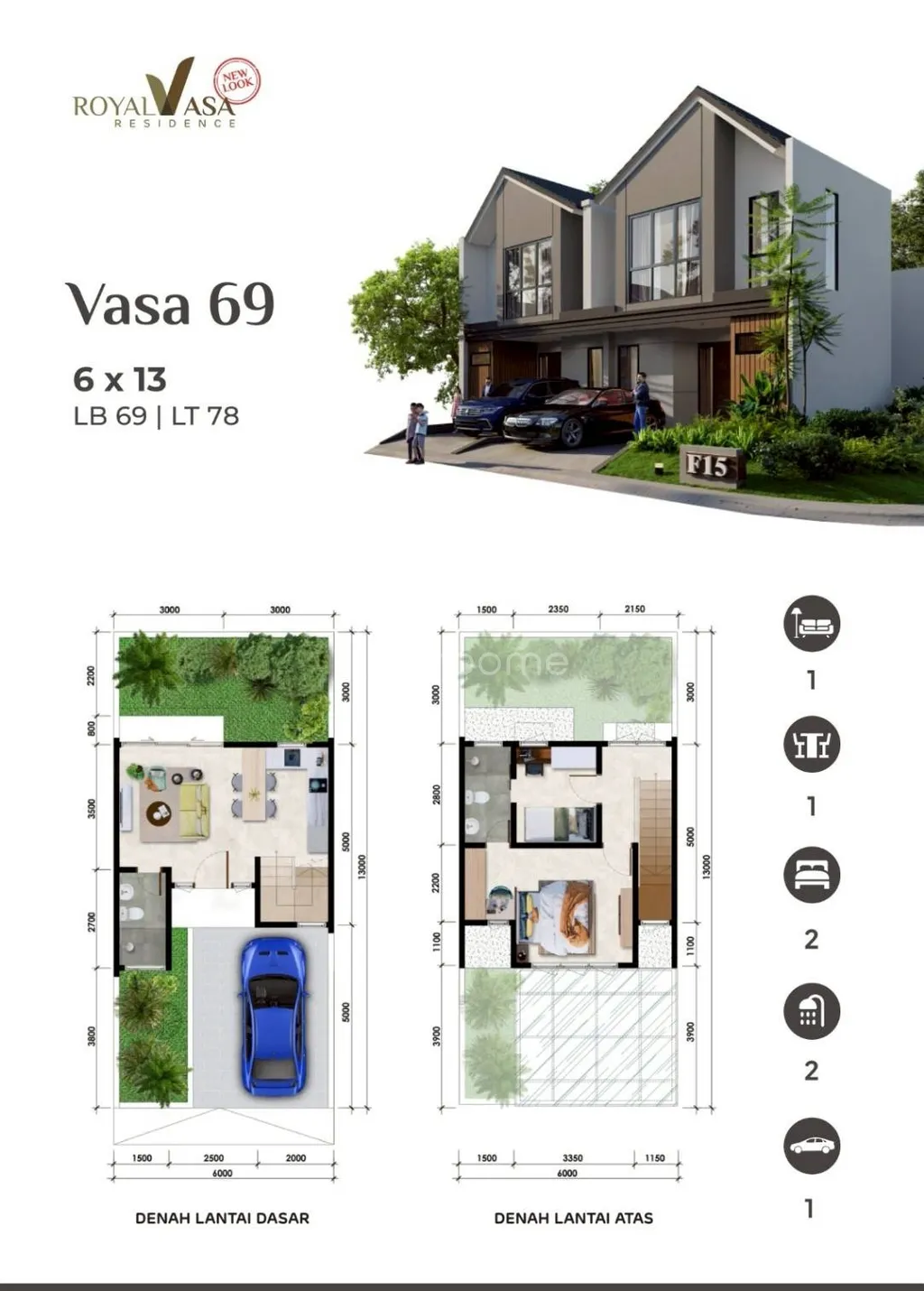 Dijual Rumah 2KT 2KM 69m² di Royal Vasa, Stb 2025