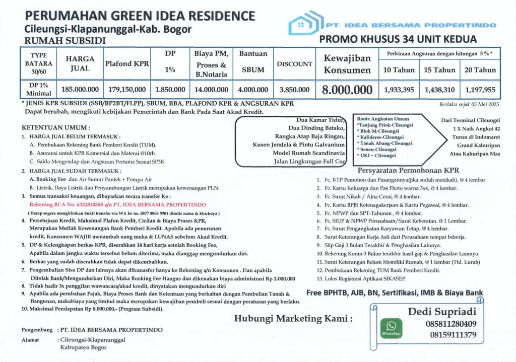 Rumah Murah Subsidi Bebas Banjir