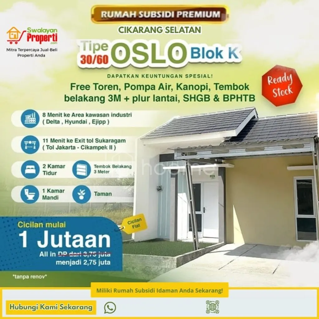 Rumah Subsidi Premium Dekatn kawasan Industri Bekasi