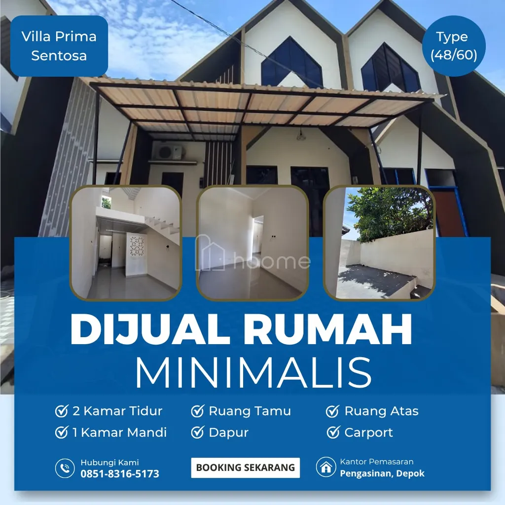 Dijual Rumah Minimalis Desain Mezzanine Termurah (48/60) Siap Huni Promo 1 Juta All in Villa Prima Sentosa x Away Residence Project Depok Hunian Nyaman Bebas Banjir
