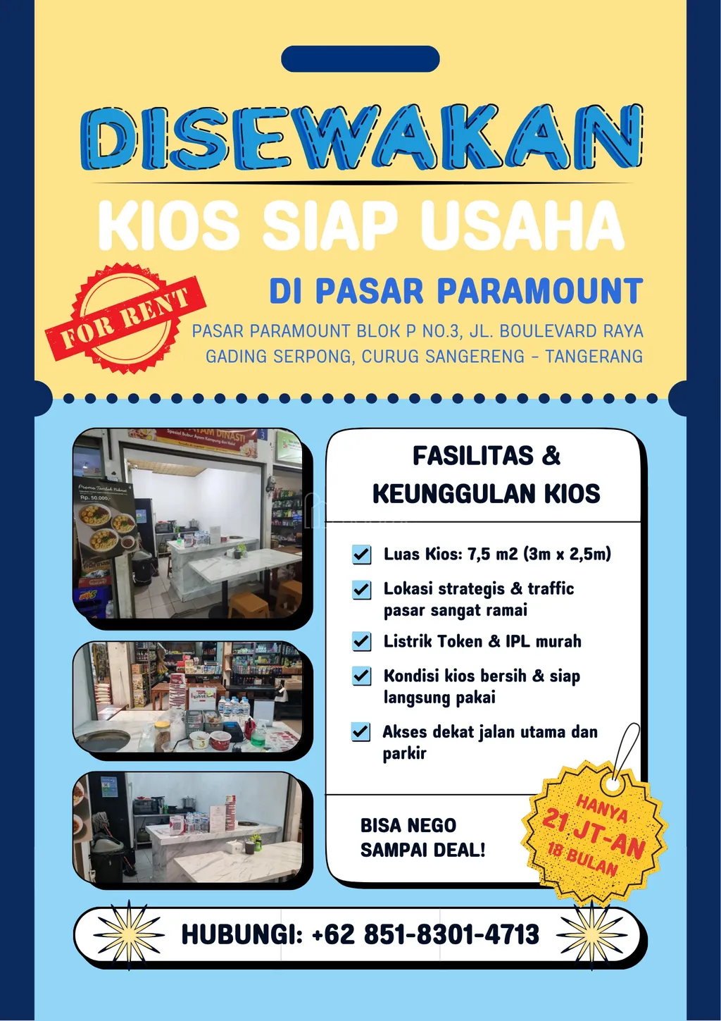 Kios Siap Pakai di Gading Serpong – Harga Terjangkau, Siap Operasional, Bisa Nego!