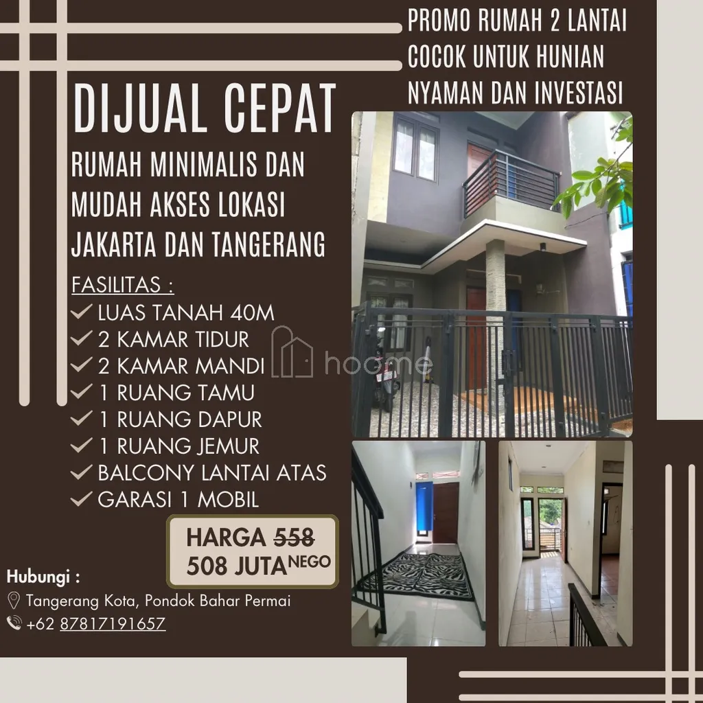 DIJUAL CEPAT‼️ Rumah 2 Lantai Siap Huni – Lokasi Strategis