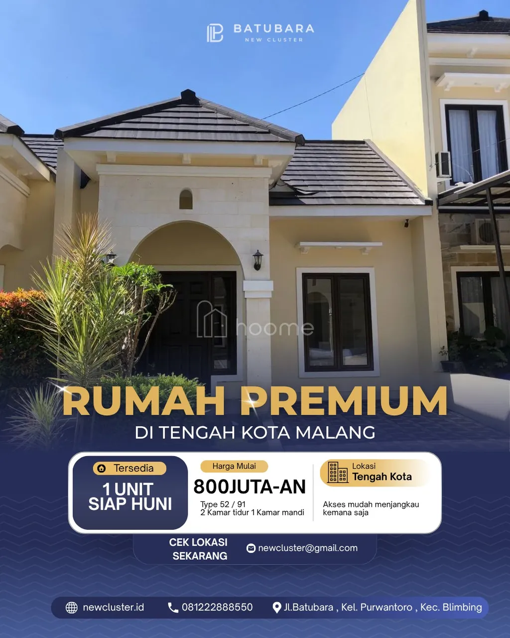 Rumah siap huni Kota Malang Batubara New Cluster