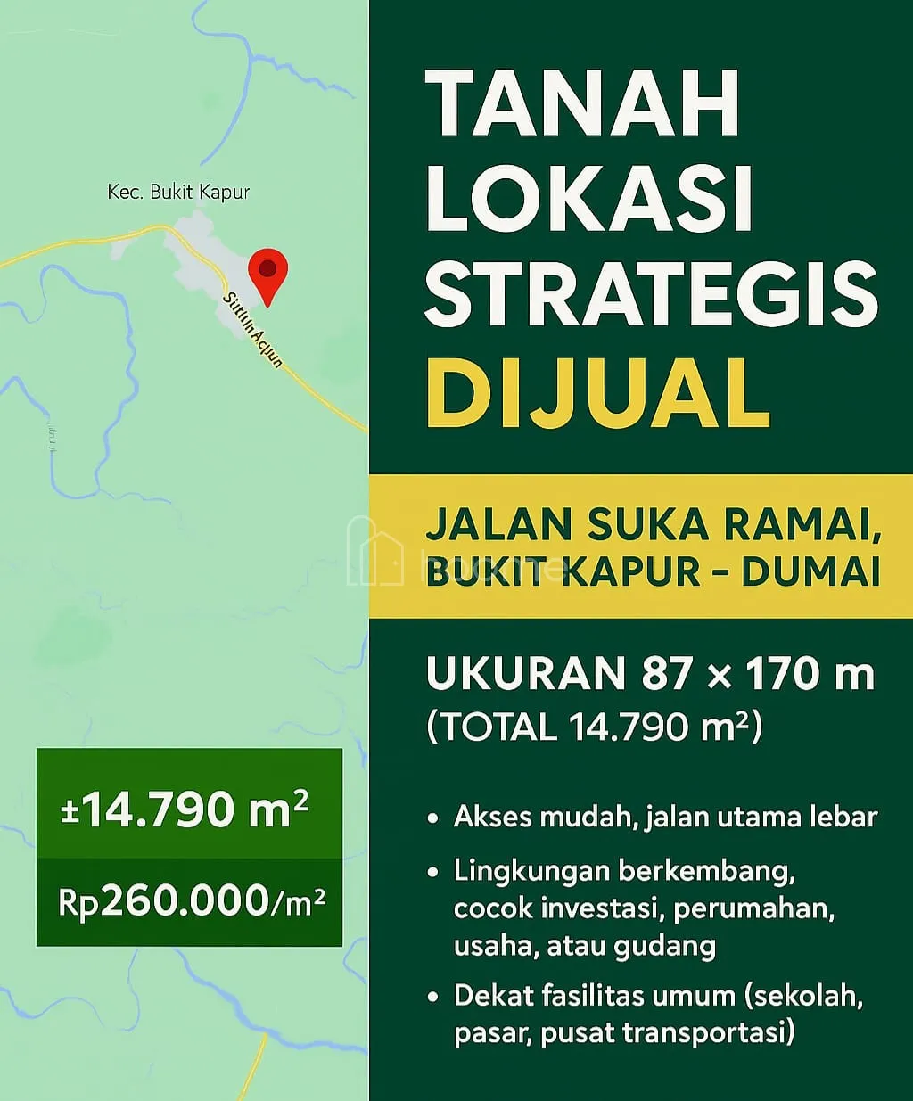 Dijual Tanah Strategis di Bukit Kapur