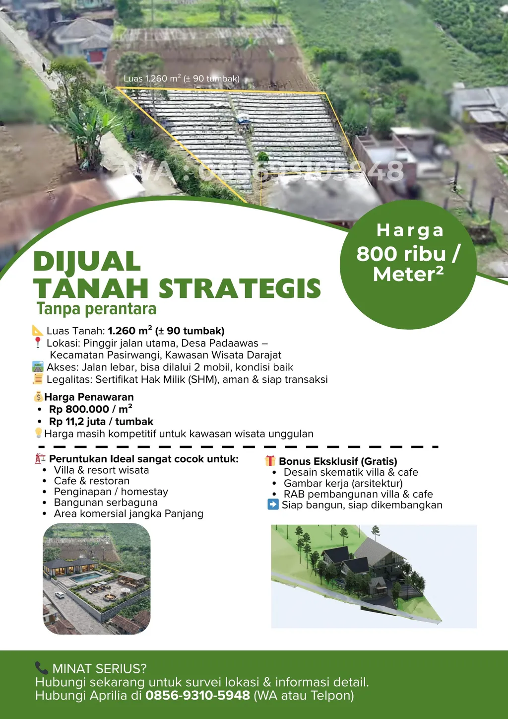 DIJUAL TANAH KOMERSIAL & STRATEGIS DI KAWASAN DARAJAT, PASIR WANGI, GARUT.