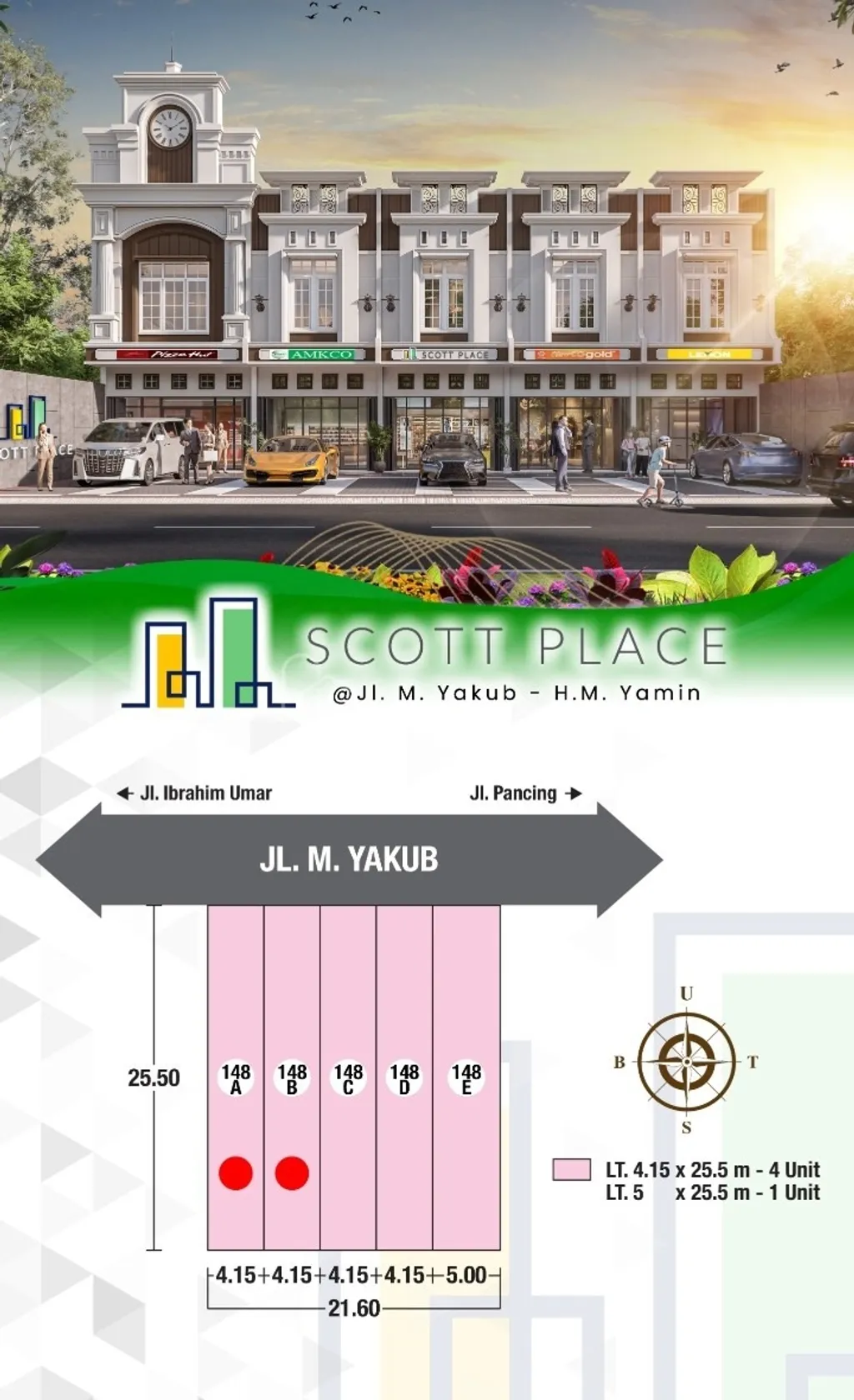 Komplek Scott Place Jual Ruko Baru jalan M. Yakub - HM Yamin - Serdang - Medan