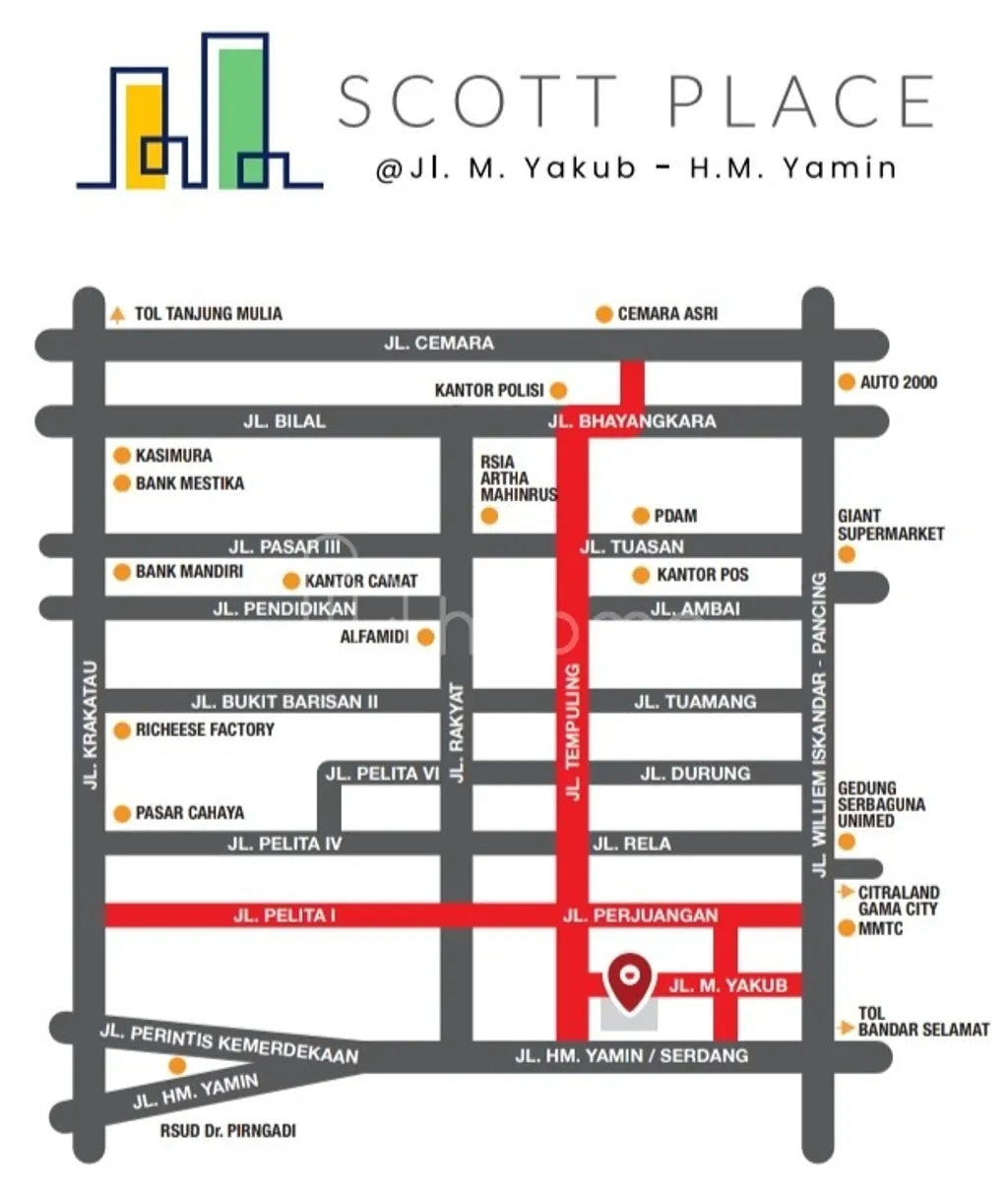 Komplek Scott Place Jual Ruko Baru jalan M. Yakub - HM Yamin - Serdang - Medan