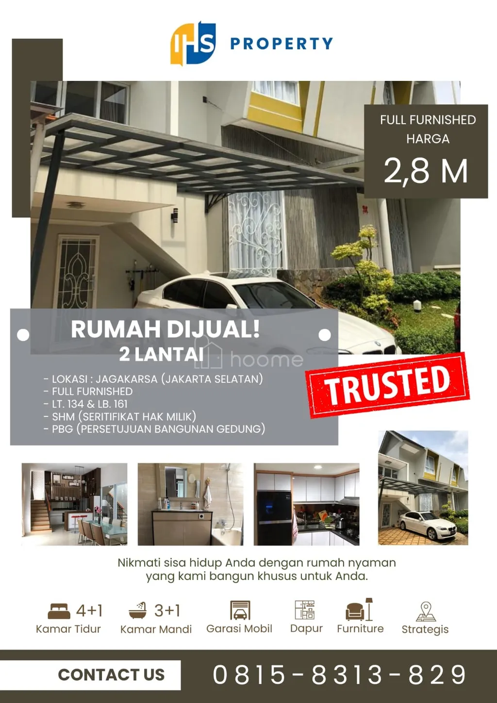 Dijual Rumah Full Furnished LT 134 LB 161 Lokasi Strategis Siap Huni