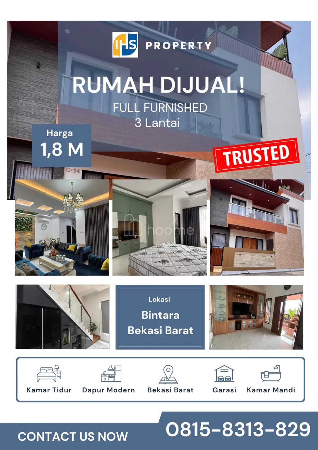 Dijual Rumah 3 Lantai Full Furnished Lokasi Strategis Siap Huni Bebas Banjir