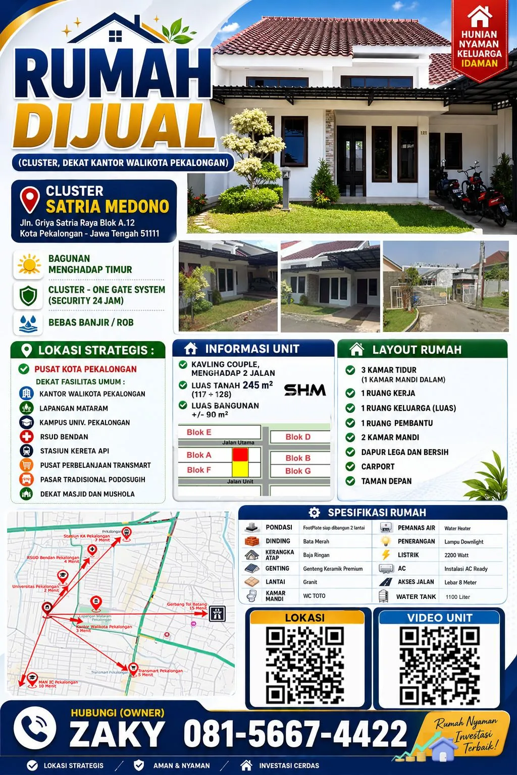 Dijual Rumah RUMAH DIJUAL (Cluster, BebasBanjir, Tengah Kota)  — foto 4 dari 4