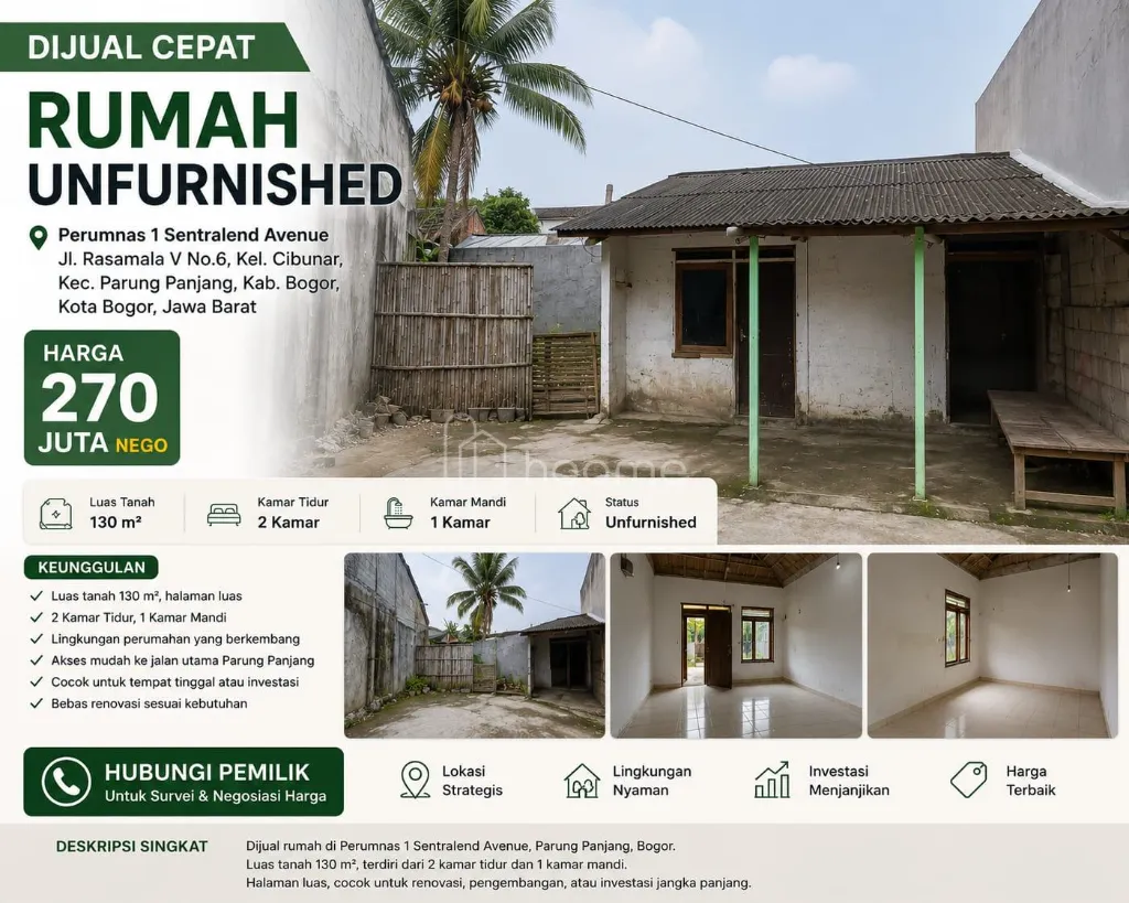 Dijual Rumah dijual cepat rumah dengan lokasi strategis SHM — foto 3 dari 4