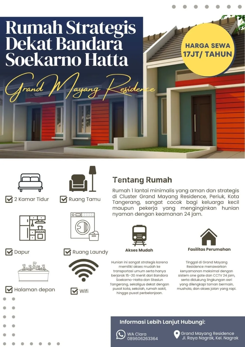 Disewa Rumah Rumah Strategis Dekat Bandara Soekarno Hatta — foto 1 dari 3